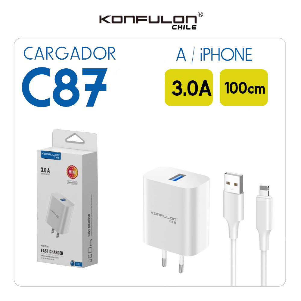 Kit Cargador Konfulon C87 A/iPhone