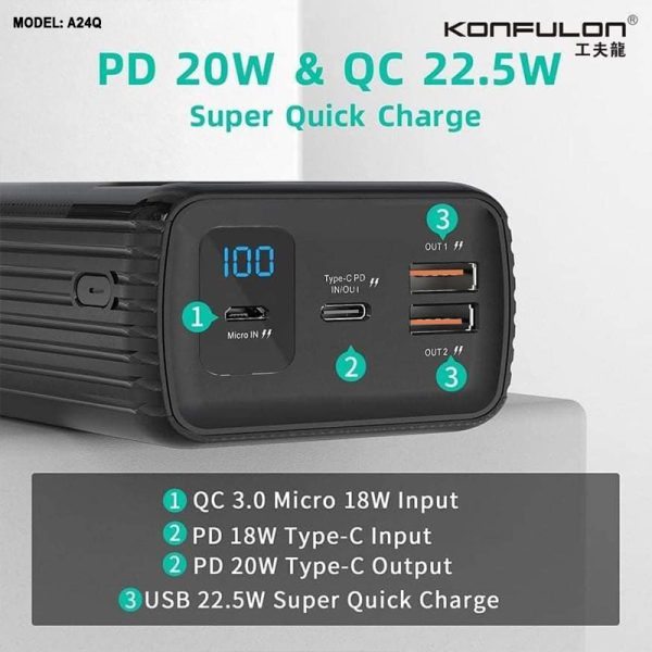 A24Q 5 Power Bank Konfulon A24Q 50,000 mAh