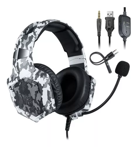 ONIKUMA K8 Gris Auriculares De Juego Estéreo Con Cable Con Luces LED de Micrófono