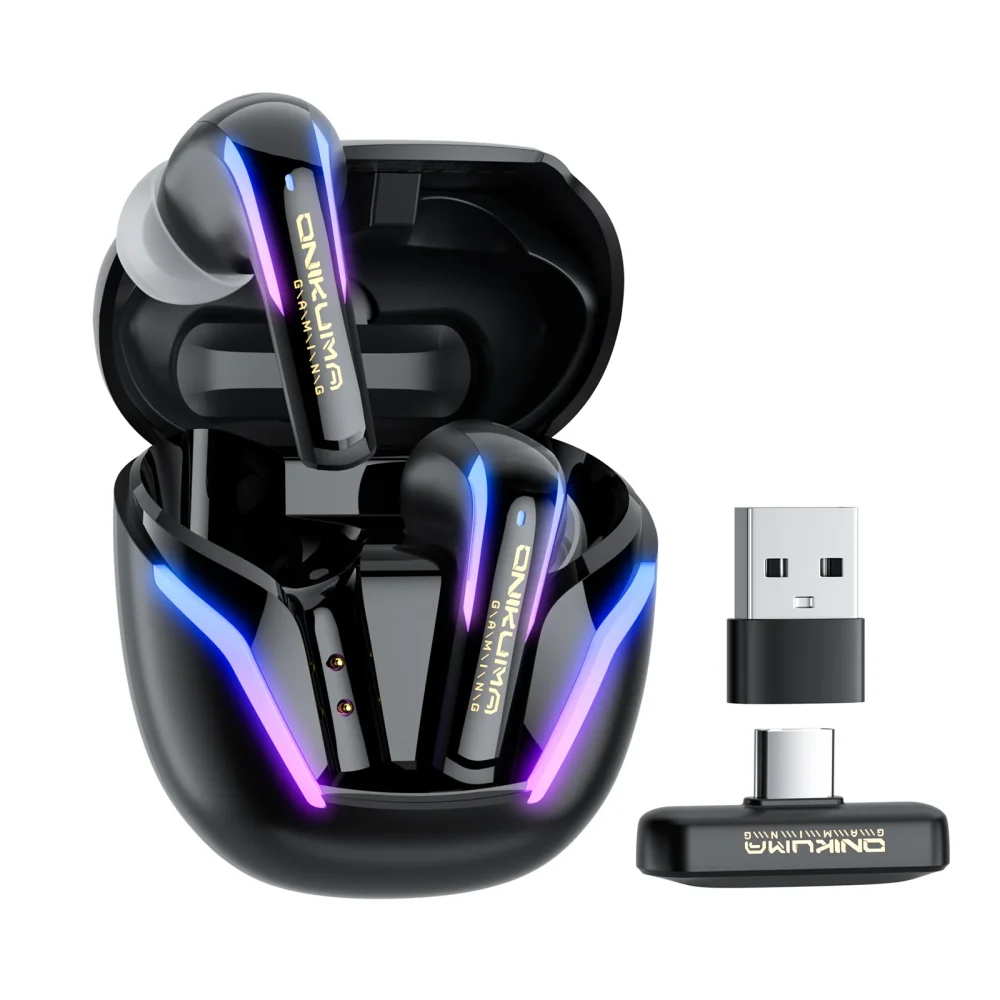 ONIKUMA T27 2.4G Auriculares de Juego Inalámbricos con ENC Mic Negro