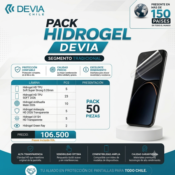 PACK TRADICIONAL PACK HIDROGEL DEVIA TRADICIONAL - 50 PIEZAS